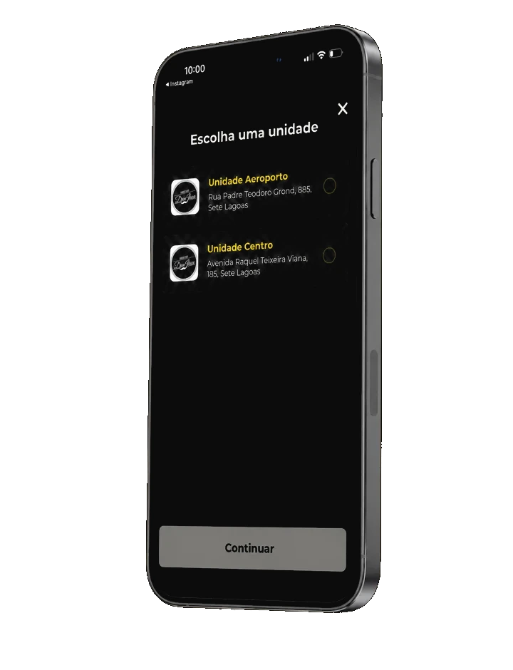 App Don Jhon: escolha a unidade