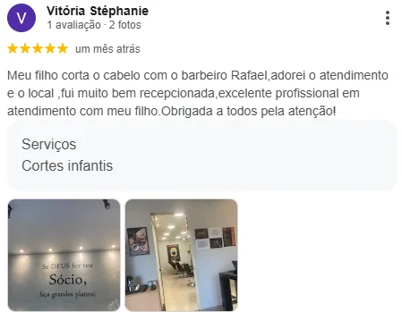 Avaliação 5 estrelas no Google, cliente da Don Jhon Barber Shop