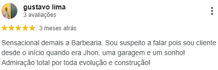 Avaliação 5 estrelas no Google, cliente da Don Jhon Barber Shop