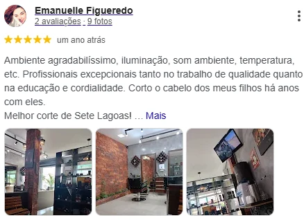 Avaliação 5 estrelas no Google, cliente da Don Jhon Barber Shop